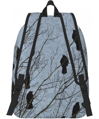 Black Crow Birds Print Unisex Canvas Backpack Cute Backpack For Travel Sports Casual Aesthetic Backpack Black Small $22.26 Ba...