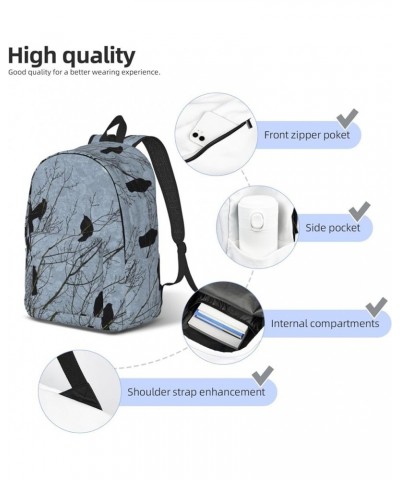 Black Crow Birds Print Unisex Canvas Backpack Cute Backpack For Travel Sports Casual Aesthetic Backpack Black Small $22.26 Ba...