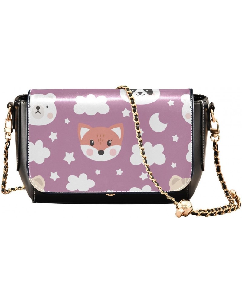 Adorable Bears Design Stylish Leather Clamshell Crossbody Handbag with Detachable Adjustable shoulder strap $21.19 Crossbody ...