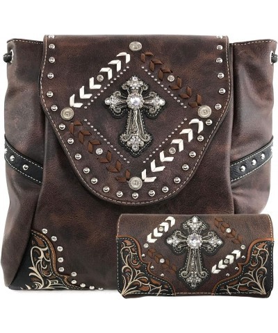 Trendy Western Cross Rhinestone Conceal Carry Women Backpack Purse (Black Backpack Wallet Set) Coffee Backpack Wallet Set $34...