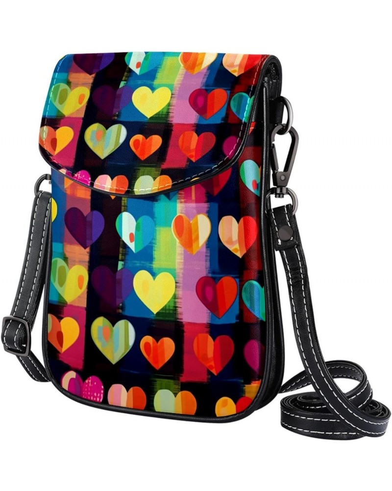 Crossbody Bags for Women,Crossbody Bag Men,Small Sling Bag,Abstract Hearts Colored Plaid Pattern,Crossbody Purse $13.98 Cross...