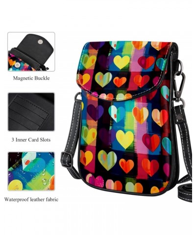 Crossbody Bags for Women,Crossbody Bag Men,Small Sling Bag,Abstract Hearts Colored Plaid Pattern,Crossbody Purse $13.98 Cross...