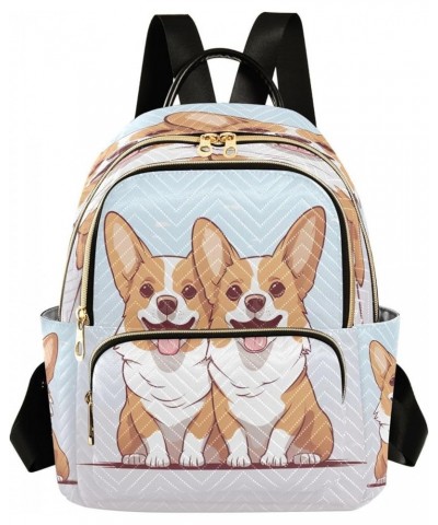 Lovely Corgi Dogs Quilted Backpack for Women Travel Bag Shoulder Bags Purse for Work Nurse Daily S Small $13.02 Backpacks