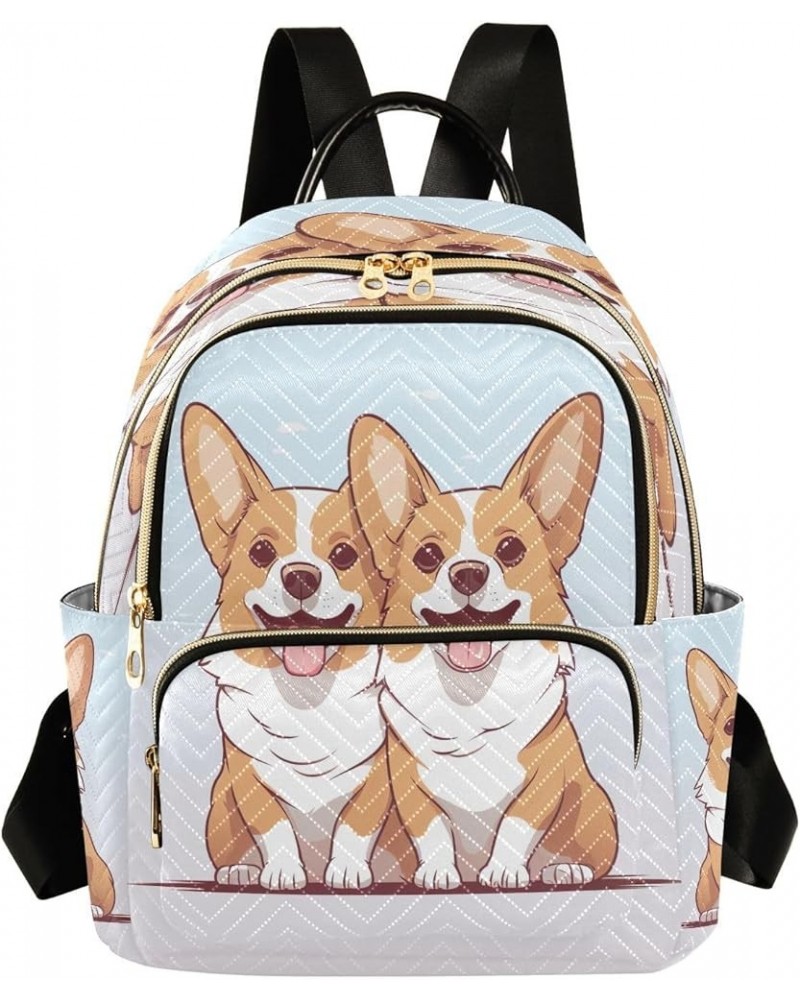 Lovely Corgi Dogs Quilted Backpack for Women Travel Bag Shoulder Bags Purse for Work Nurse Daily S Small $13.02 Backpacks