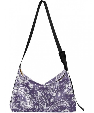 Paisley Flower Crossbody Bag Hobo Handbag Purse Fashion PU Leather Shoulder Bags for Women $20.05 Hobo Bags