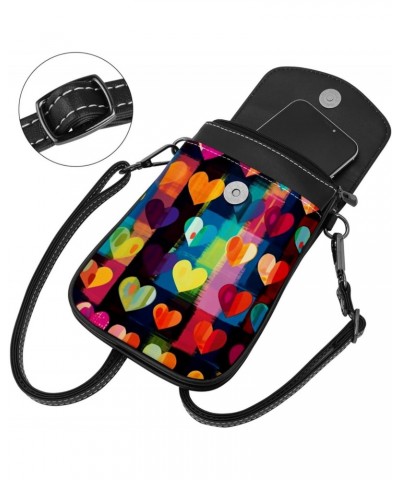 Crossbody Bags for Women,Crossbody Bag Men,Small Sling Bag,Abstract Hearts Colored Plaid Pattern,Crossbody Purse $13.98 Cross...