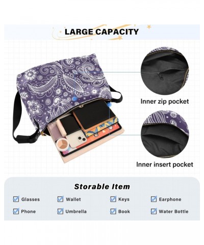 Paisley Flower Crossbody Bag Hobo Handbag Purse Fashion PU Leather Shoulder Bags for Women $20.05 Hobo Bags