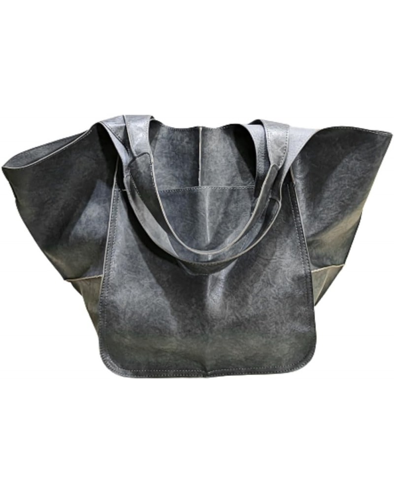 Handbag for Women's Pouch Large One-shoulder Tote Bag Female Shoulder Bags with Short Handles Leather PU Grey $25.14 Totes