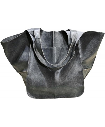 Handbag for Women's Pouch Large One-shoulder Tote Bag Female Shoulder Bags with Short Handles Leather PU Grey $25.14 Totes