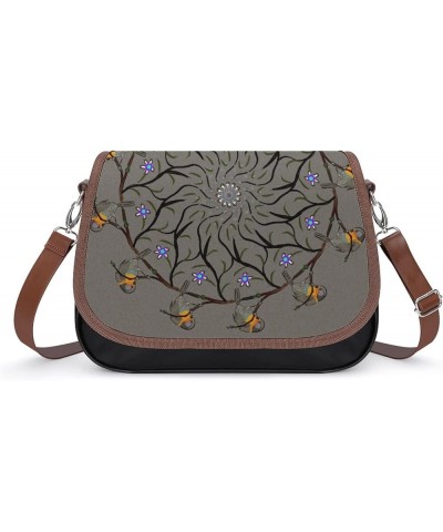 Printed Crossbody Bags Women City Leather Shoulder Bag Satchel Hobo Bags Trendy Bird Garland Color11 $25.02 Hobo Bags