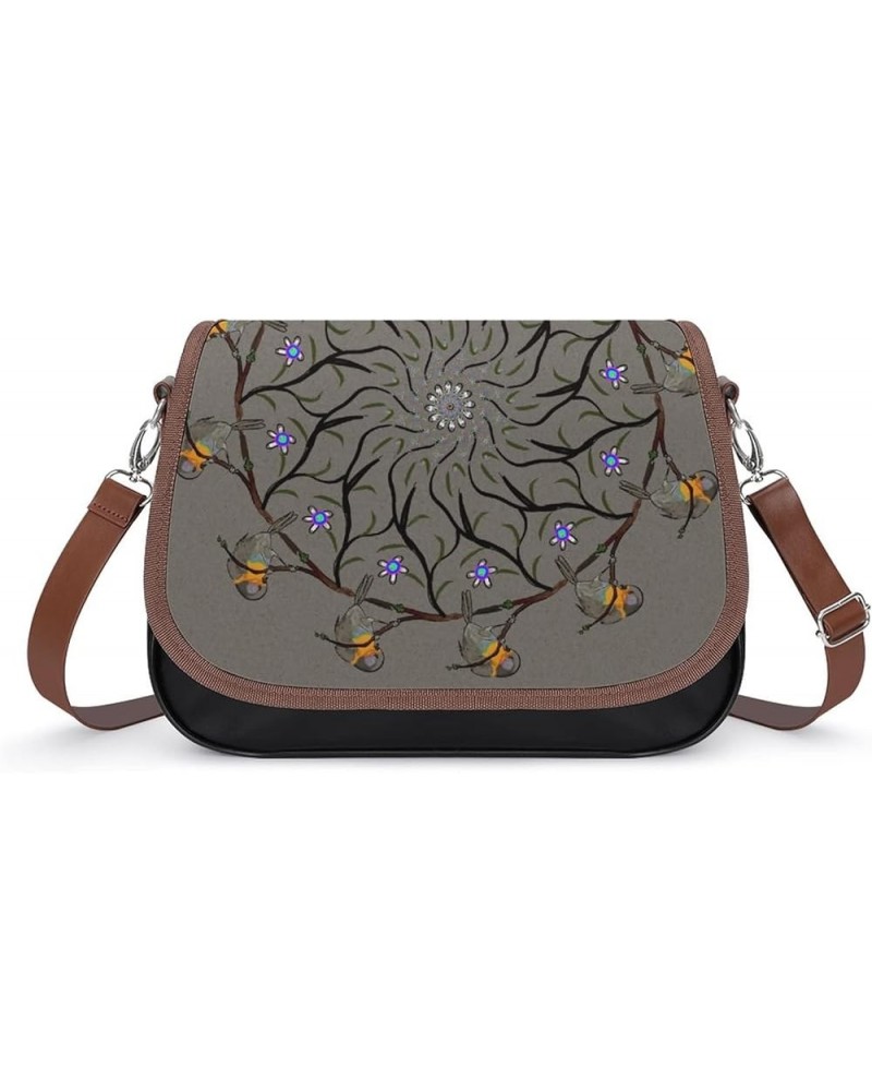 Printed Crossbody Bags Women City Leather Shoulder Bag Satchel Hobo Bags Trendy Bird Garland Color11 $25.02 Hobo Bags