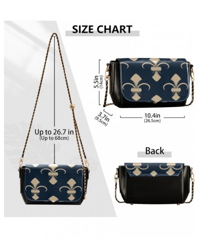 Mardi Gras Crossbody Handbag Fleur De Lis Geometric PU Leather Shoulder Bag Sturdy Travel Pouch Compact Chic Bag for Women Ev...