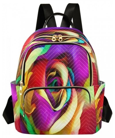 Colorful Rose Heart Love Women Backpack Purse Ladies Fashion Shoulder Bag Daypack Travel Bag 7.5L Medium $17.97 Backpacks