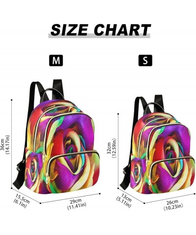 Colorful Rose Heart Love Women Backpack Purse Ladies Fashion Shoulder Bag Daypack Travel Bag 7.5L Medium $17.97 Backpacks