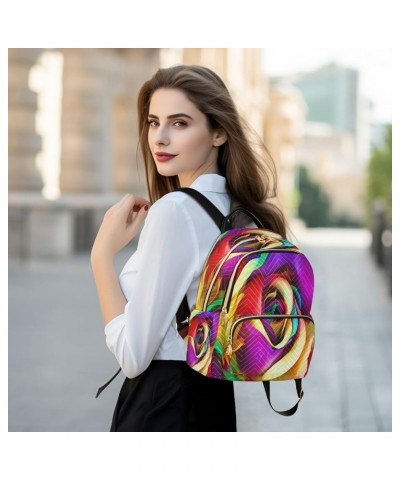 Colorful Rose Heart Love Women Backpack Purse Ladies Fashion Shoulder Bag Daypack Travel Bag 7.5L Medium $17.97 Backpacks