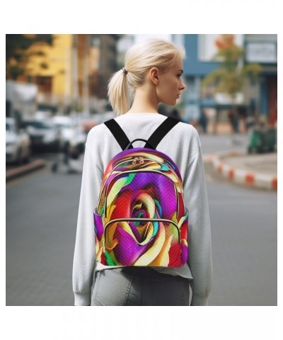 Colorful Rose Heart Love Women Backpack Purse Ladies Fashion Shoulder Bag Daypack Travel Bag 7.5L Medium $17.97 Backpacks