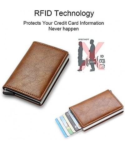 Card Holder Wallets Men Brand RFID Leather Slim Mini Wallet Small Money Bag Male Purses 1Pcs (Color : Brown) Brown $29.68 Wal...