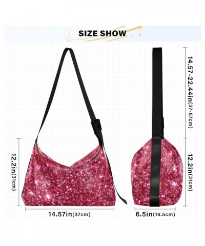 Women Boho Bag Rose Glitter Shoulder Bag PU Leather Pouch Crossbody Bag Large Tote Handbag For Quick Getaway Weekend Holiday ...