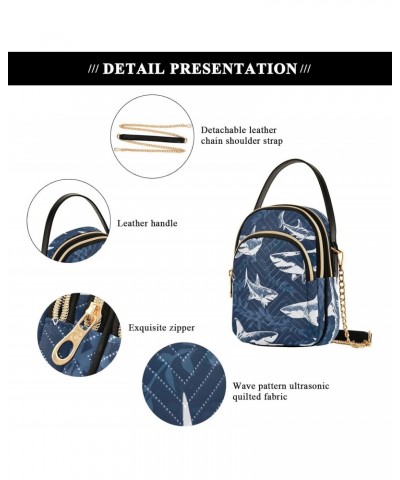 Blue Shark Crossbody Bag for Women Cell Phone Purse Wallet with Removable Chain Shoulder Handbag for Work Phone Travel Passpo...