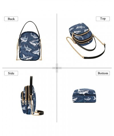 Blue Shark Crossbody Bag for Women Cell Phone Purse Wallet with Removable Chain Shoulder Handbag for Work Phone Travel Passpo...