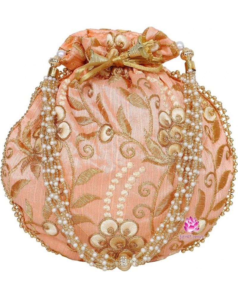 Indian Ethnic Potli bag Ladies Handbag Purse for Bridal Batwa Pearls Handle Purse Clutch Purse for Women Brige $9.28 Clutches