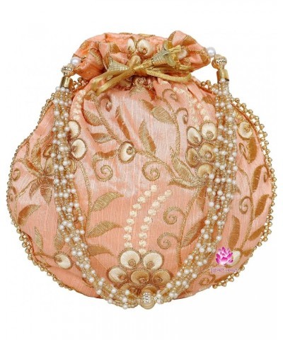 Indian Ethnic Potli bag Ladies Handbag Purse for Bridal Batwa Pearls Handle Purse Clutch Purse for Women Brige $9.28 Clutches