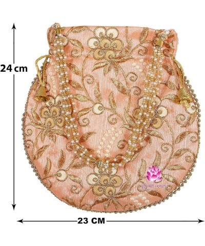 Indian Ethnic Potli bag Ladies Handbag Purse for Bridal Batwa Pearls Handle Purse Clutch Purse for Women Brige $9.28 Clutches