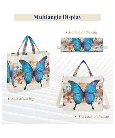 Butterfly Music Notes Corduroy Tote Bag for Women Hobo Crossbody Bag Purse Stylish Shoulder Handbag Messenger Bags, S $10.10 ...