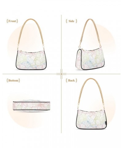 Women Shoulder Bag Elegant Pastel Flower and Butterfly Pattern Lightweight Clutch Handbags Casual Tote Handbags $17.39 Totes