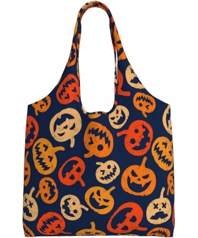 Halloween Pumpkins Single Shoulder Commuter Canvas Tote Bags For Women And Men Halloween Pumpkins20 $12.31 Totes