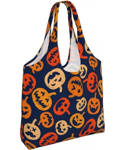 Halloween Pumpkins Single Shoulder Commuter Canvas Tote Bags For Women And Men Halloween Pumpkins20 $12.31 Totes