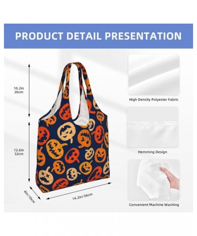 Halloween Pumpkins Single Shoulder Commuter Canvas Tote Bags For Women And Men Halloween Pumpkins20 $12.31 Totes