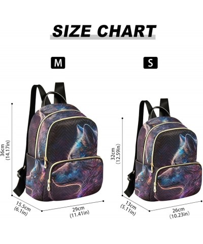 Small Fashion Backpack for Women Galaxy Wolf Head Print Ladies Travel Daypack Aesthetic Shoulder Bag 11.4×6.1×14.1 IN $12.80 ...