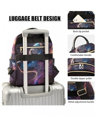 Small Fashion Backpack for Women Galaxy Wolf Head Print Ladies Travel Daypack Aesthetic Shoulder Bag 11.4×6.1×14.1 IN $12.80 ...