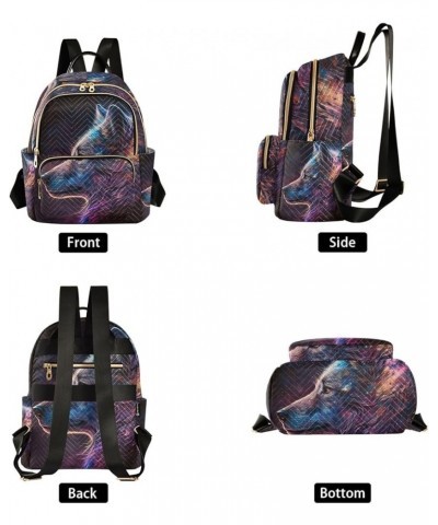 Small Fashion Backpack for Women Galaxy Wolf Head Print Ladies Travel Daypack Aesthetic Shoulder Bag 11.4×6.1×14.1 IN $12.80 ...