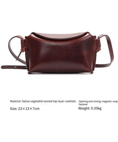 Leather handmade retro bag niche design genuine leather shoulder bag messenger bag crossbody bag for women (Dark brown) Dark ...