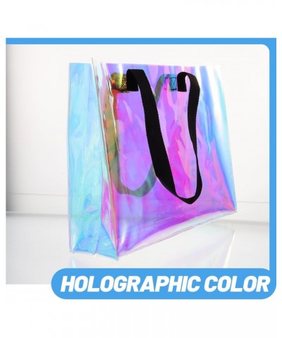 Iridescent Clear Tote Bag Holographic Handbag Shopping Bag Gift Packaging Bag PVC Portable Bag for Women Stadium Concert Work...