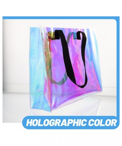 Iridescent Clear Tote Bag Holographic Handbag Shopping Bag Gift Packaging Bag PVC Portable Bag for Women Stadium Concert Work...