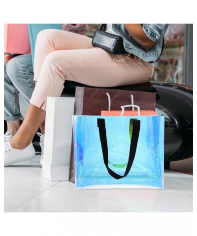 Iridescent Clear Tote Bag Holographic Handbag Shopping Bag Gift Packaging Bag PVC Portable Bag for Women Stadium Concert Work...