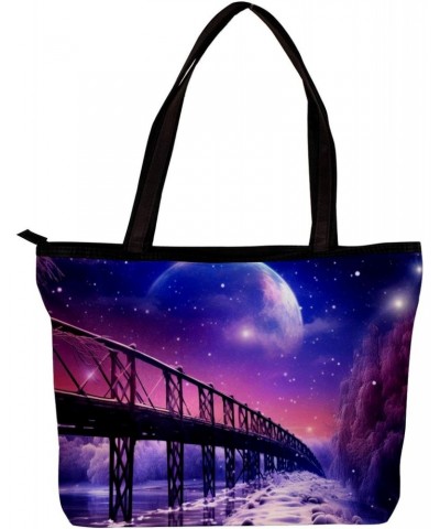 The Tote Bag For Women,Purses For Women,Handbags For Women,Bridge Night Purple Sky Wolf Handbags $13.58 Totes