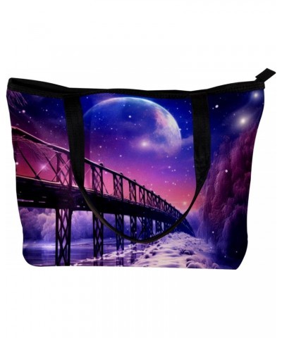 The Tote Bag For Women,Purses For Women,Handbags For Women,Bridge Night Purple Sky Wolf Handbags $13.58 Totes