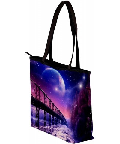 The Tote Bag For Women,Purses For Women,Handbags For Women,Bridge Night Purple Sky Wolf Handbags $13.58 Totes