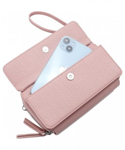 RFID Crossbody Wallet Wristlet Purse with Phone Pocket For Women Vegan Leather… Pink $16.23 Crossbody Bags