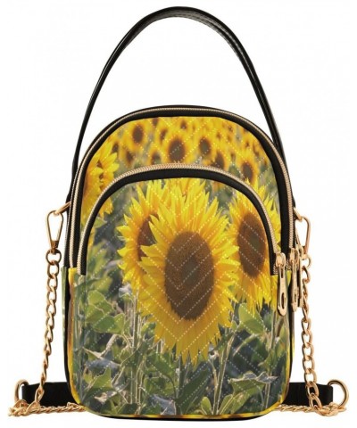 Chain Crossbody Bags for Women Yellow Sunflowers Quilted Shoulder Crossbody Handbags Travel Cross Body Cell Phone Purses Bags...