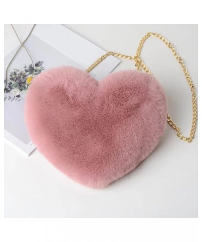 Tote Bag For Women Fashion Love Bag Peach Heart Bag Women Chain Crossbody Bag Plush One Shoulder Wool Bag Plush A $9.74 Totes