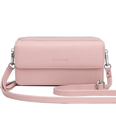 RFID Crossbody Wallet Wristlet Purse with Phone Pocket For Women Vegan Leather… Pink $16.23 Crossbody Bags