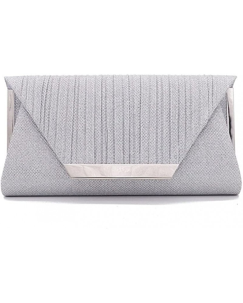 Elegant Pleated Glitter Women Evening Clutches Purse, Party Dinner Envelope Handbags Silver $9.53 Evening Bags