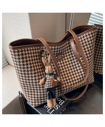 Vintage Tote Bags for Women Houndstooth Large Retro Shoulder Bags with Pendant Casual Hobo Clutch Satchel Purses 2 $15.07 Totes