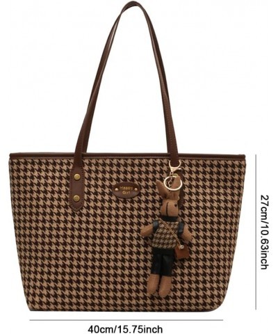 Vintage Tote Bags for Women Houndstooth Large Retro Shoulder Bags with Pendant Casual Hobo Clutch Satchel Purses 2 $15.07 Totes