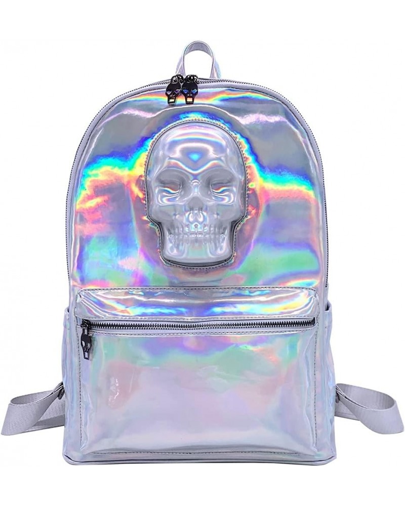 Skull Backpack PU Leather Backpack Top Handbag & Shoulder Strap Adjustable-White White $28.04 Backpacks